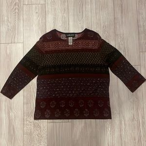 Printed maroon and plum women’s petite blouse